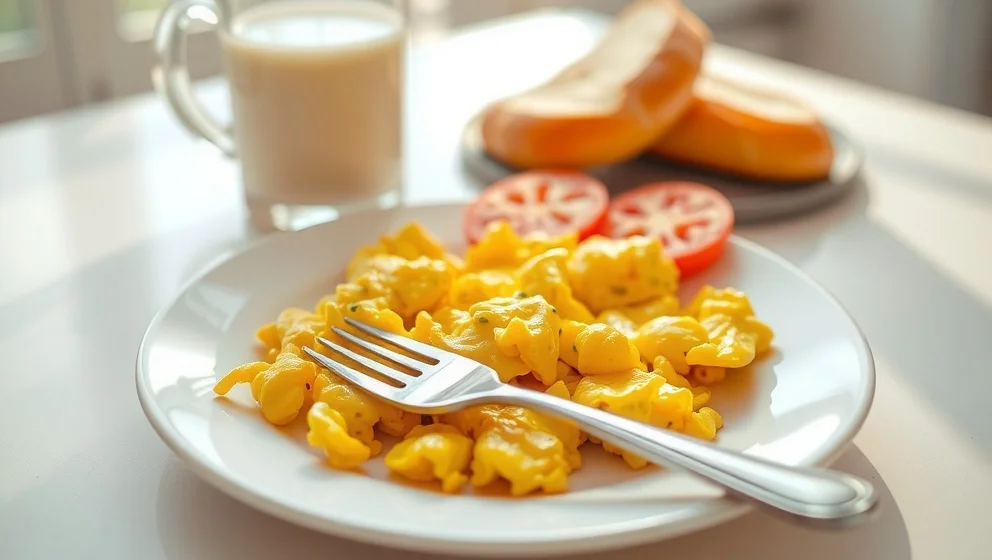 Äggröra med mjölk i en portion