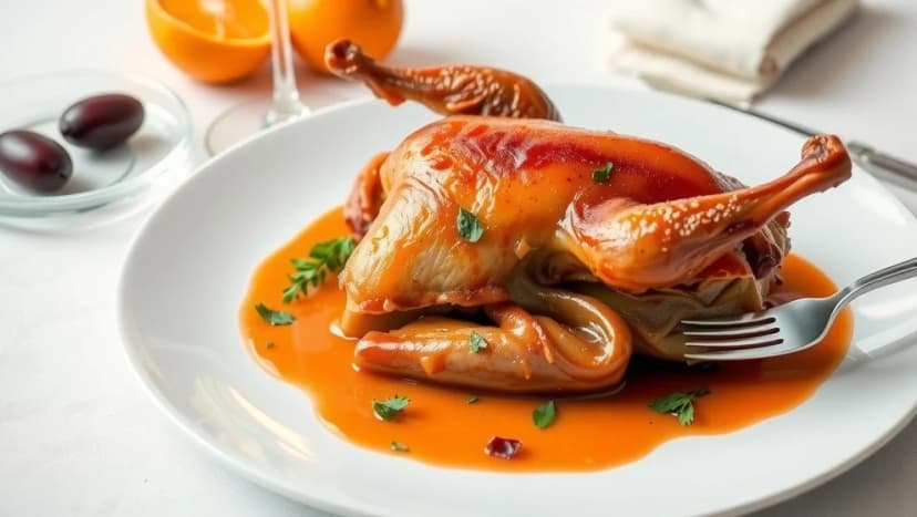 Anka med apelsinsås på franska