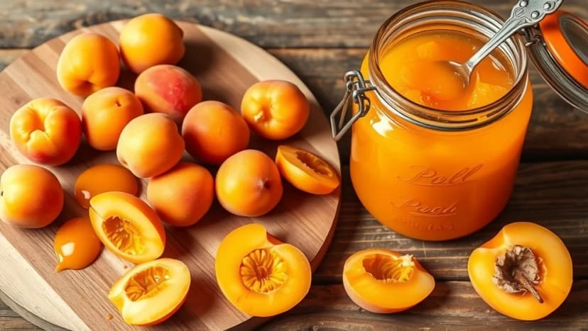 Aprikosmarmelad på färska aprikoser hemma