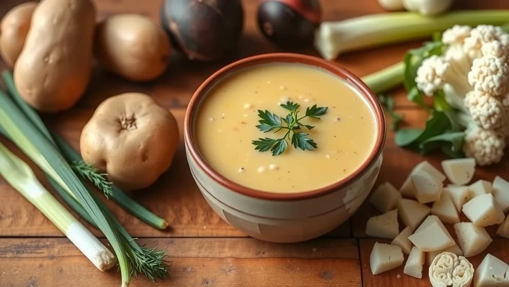 Blomkålssoppa med potatis och purjolök