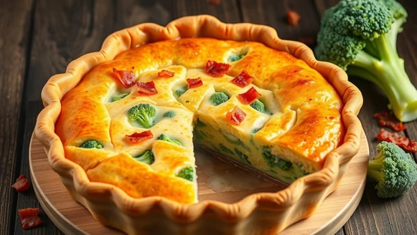 Broccoli och bacon paj för hemmagjord middag