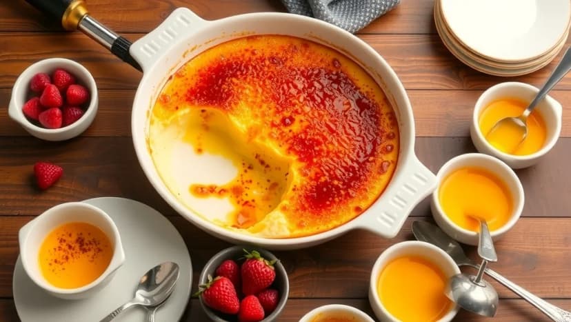 Stor crème brûlée för hela festen