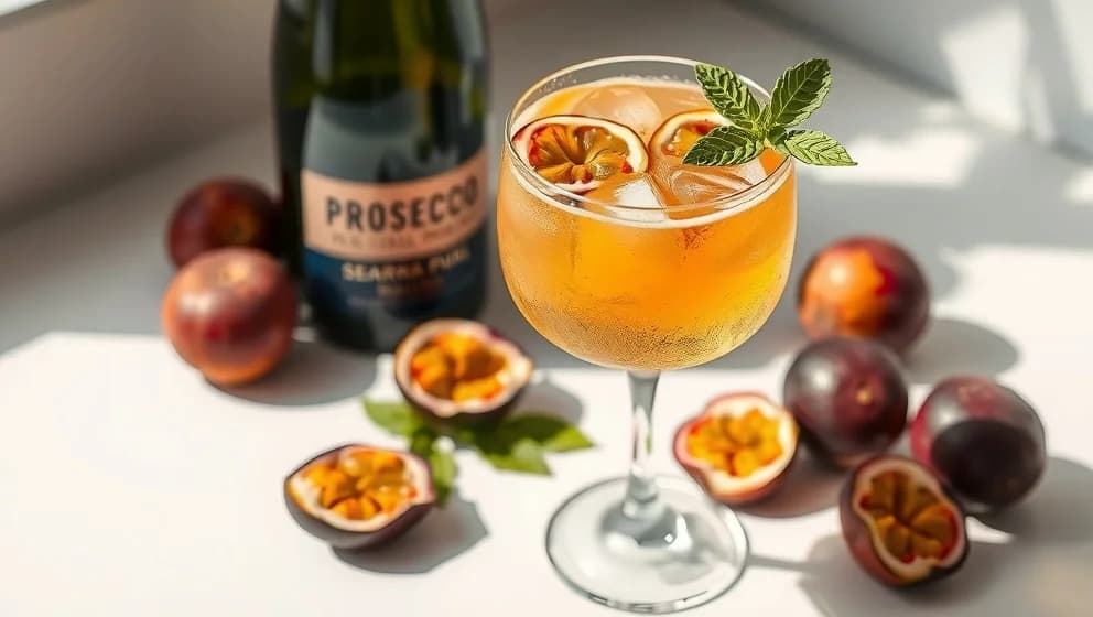 Drink med passionsfrukt och prosecco