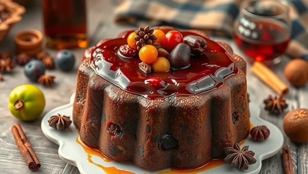 Engelsk fruktkaka med rom som hemgifva