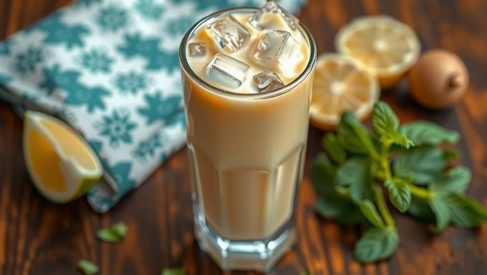 Glas med kondenserad mjölk hemma