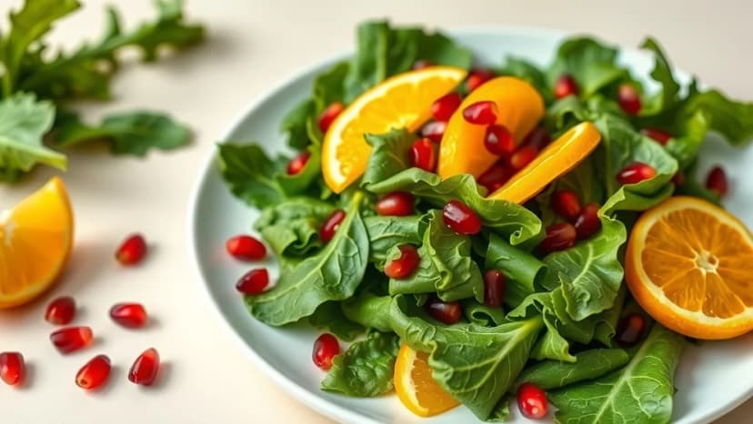 Grönkålssallad med apelsin och granatäpple