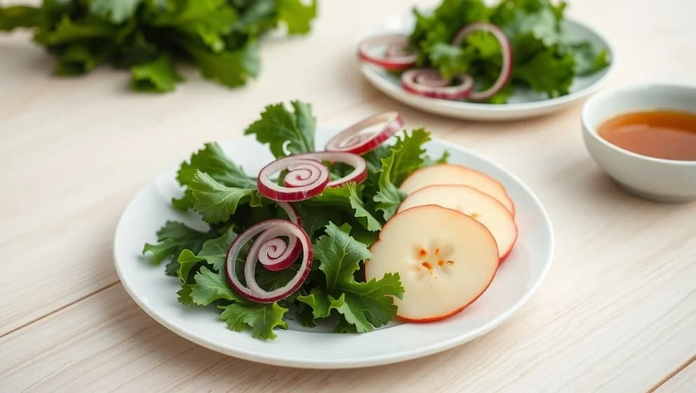 Grönkålssallad med äpple och rödlök