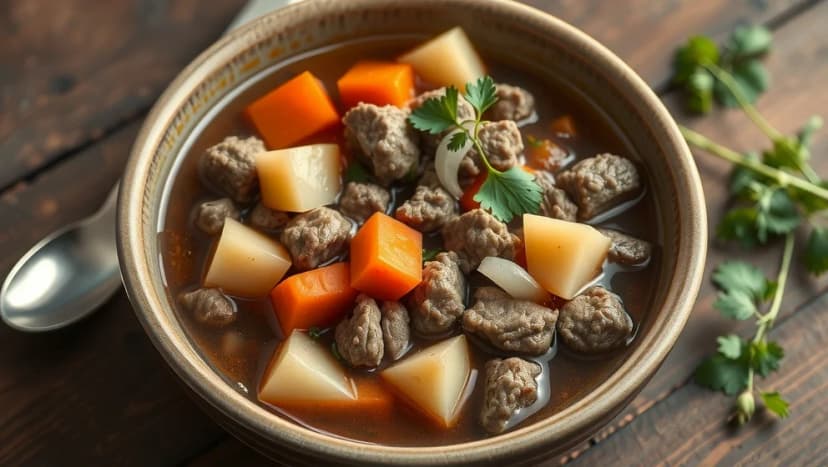 Gulaschsoppa med köttfärs hemma