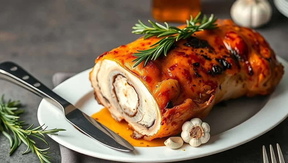 Helstekt fläskkarré med rosmarin och vitlök