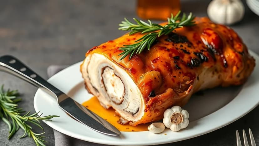 Helstekt fläskkarré med rosmarin och vitlök