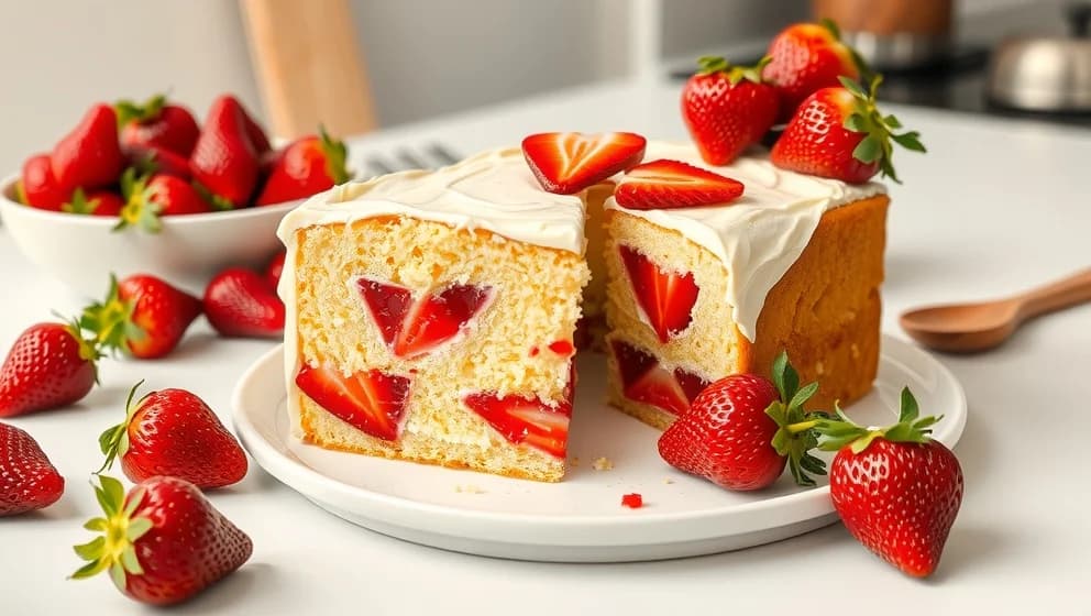 Jordgubbstårta med vaniljkräm och sylt