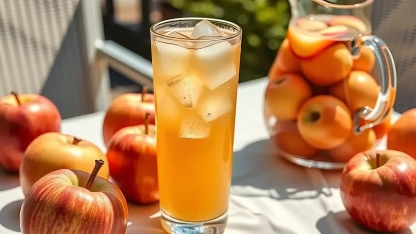 Kall drink med äppelmust som hemmagjord fruktdryck