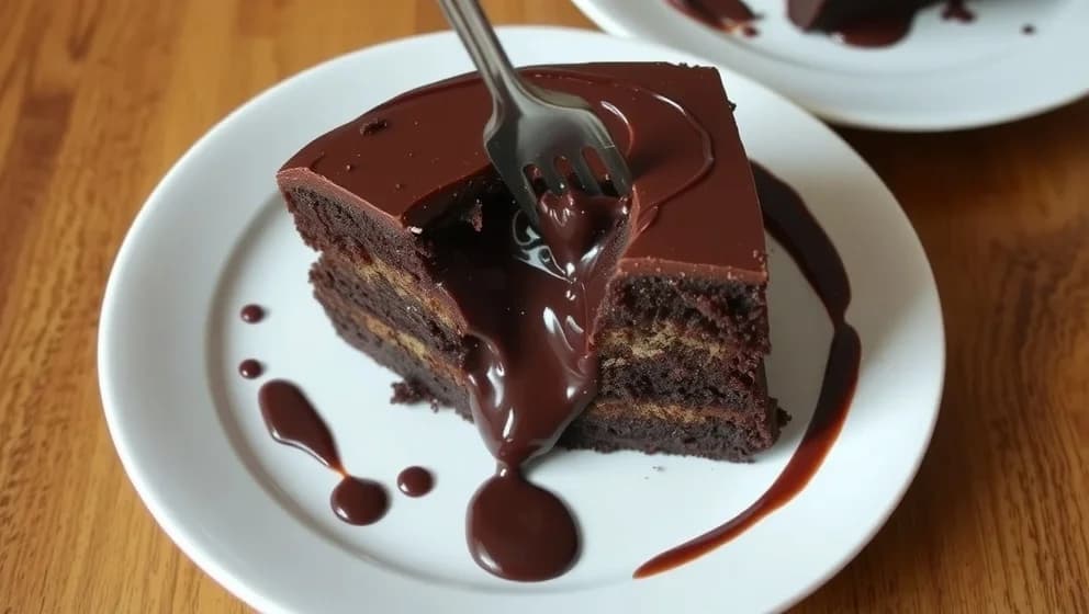 Kladdkaka med mörk choklad som smälter