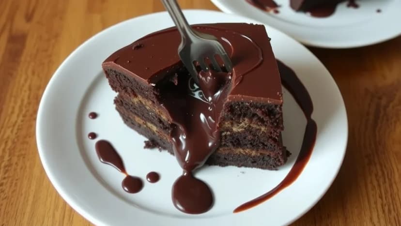 Kladdkaka med mörk choklad som smälter