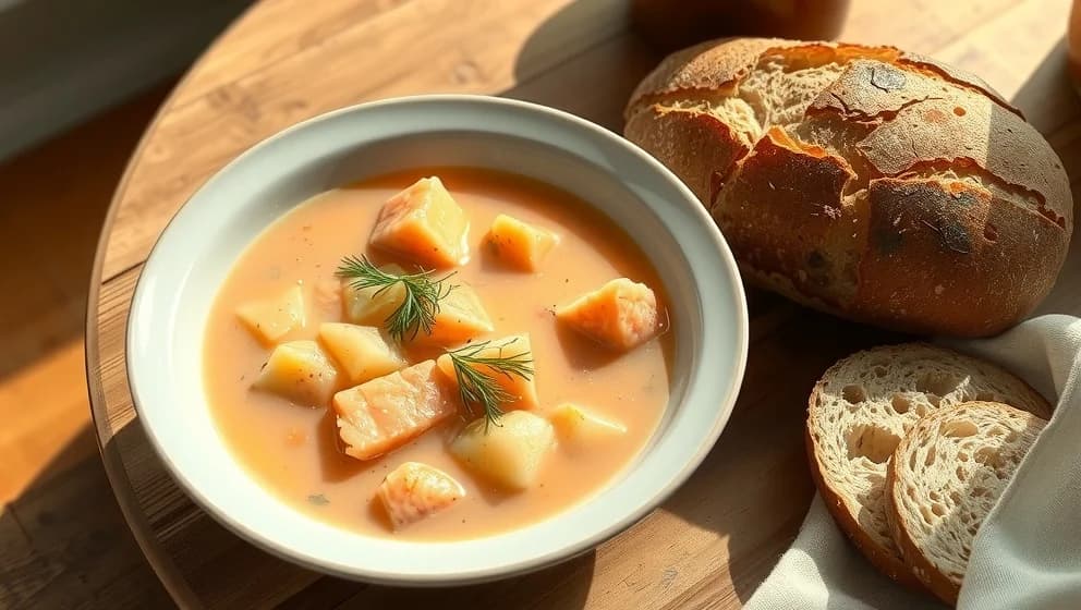 Krämig laxsoppa med potatis hemma