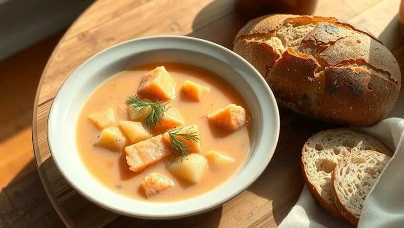 Krämig laxsoppa med potatis hemma