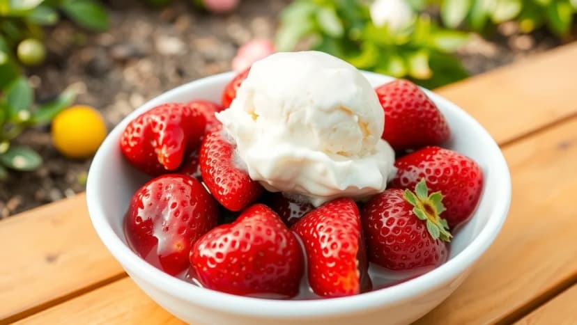 Limemarinerade jordgubbar med glass