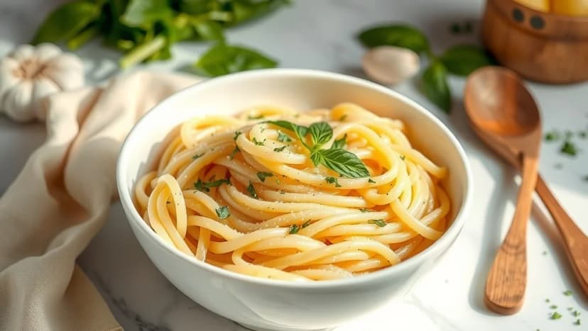 Pasta med färskost vitlök och örter