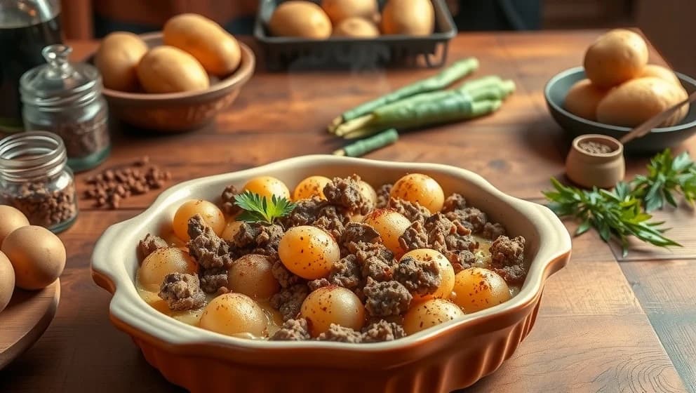 Peka potatisgratäng med tacofärs recept