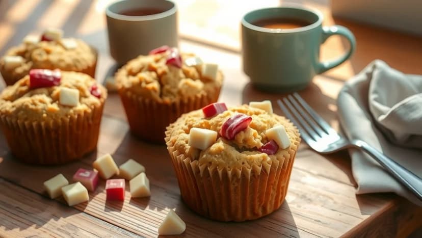 Rabarbermuffins med vit choklad som alla älskar