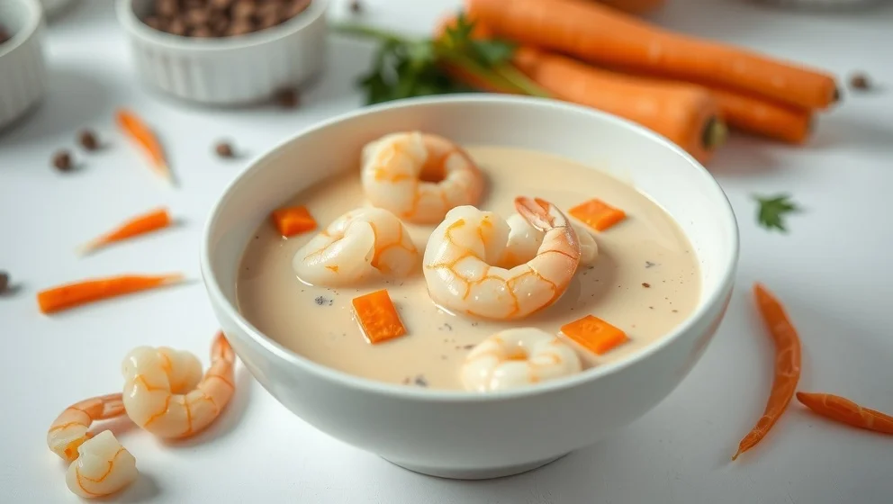 Räksoppa med räkost och morötter