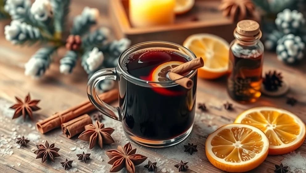 Varm drink med rom på vintern